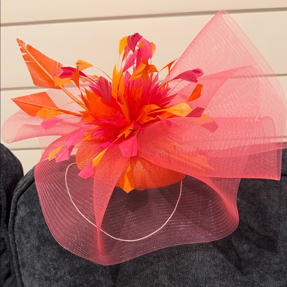 Vibrant Pink and Orange Fascinator Hat
